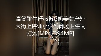 高筒靴牛仔热裤G奶美女户外大街上搭讪小伙到商场卫生间打炮[MP4/394MB]